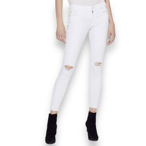Mother Looker Ankle Fray Skinny Jean in White Women's 25